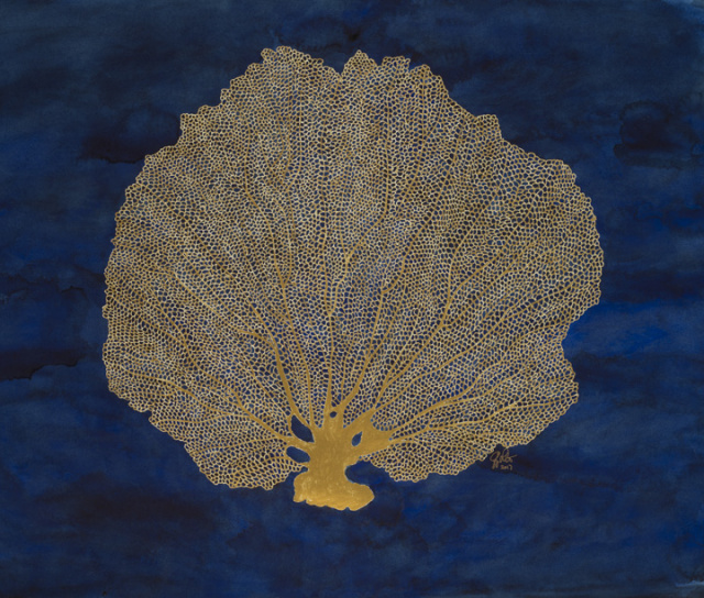 Sea Fan in Gold & Blue